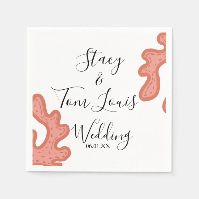 Coral Reef Hand Drawn Tropical Beach   Napkin (Front)