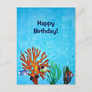 Coral Reef - Happy Birthday! Postcard