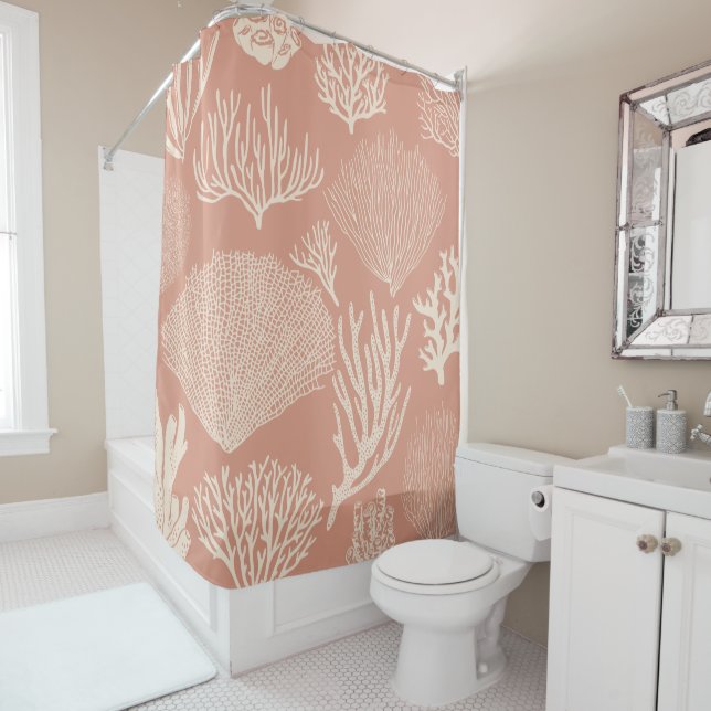 Coral reef in apricot shower curtain (In Situ)
