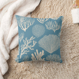 Coral reef in blue bath towel set cushion