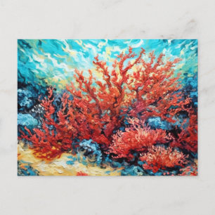 Coral Reef in Swirling Underwater Oil Painting Postcard