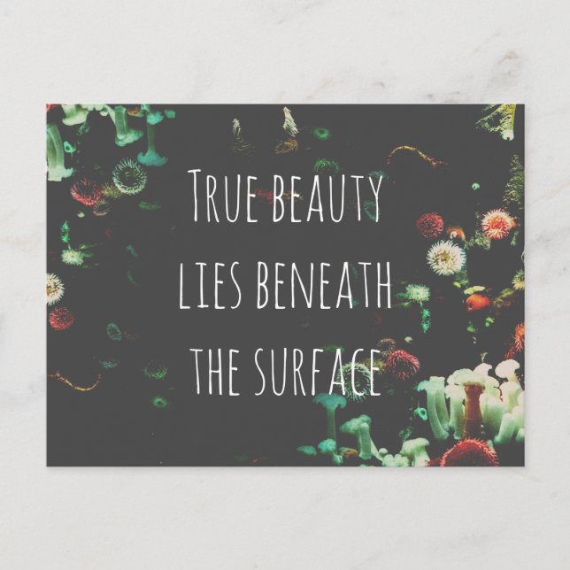 Coral Reef Inspirational Beneath Surface Quote  Holiday Postcard (Front)