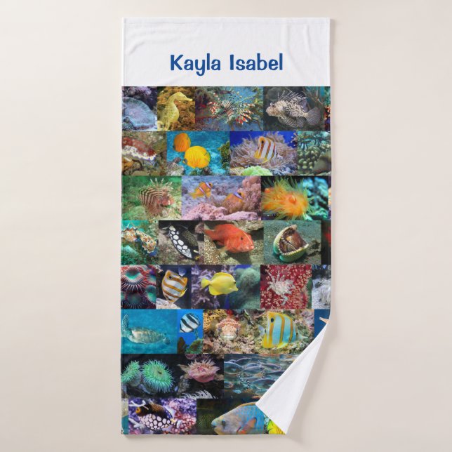 Coral Reef Marine Life Fish Animals Photos Name Bath Towel (Bath Towel)