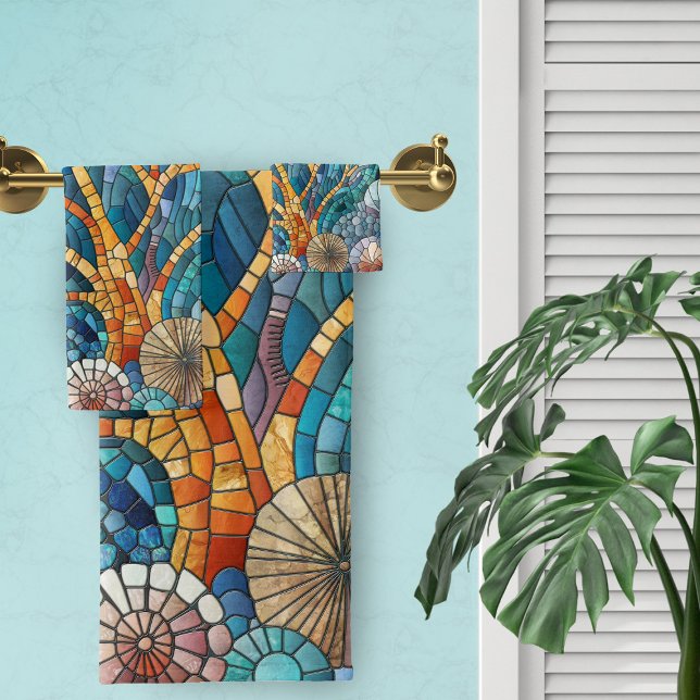 Coral Reef mosaic art Bath Towel Set (Creator Uploaded)