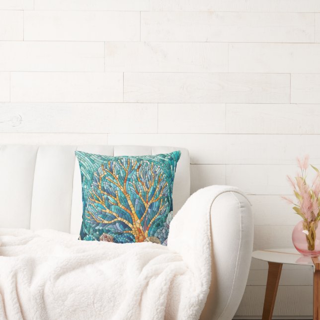 Coral Reef mosaic art Cushion (Couch)