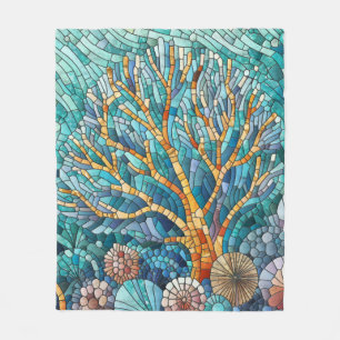 Coral Reef mosaic art Fleece Blanket
