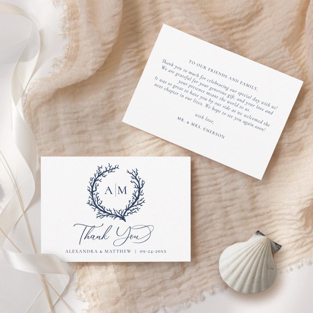 Coral Reef Nautical Wedding  Thank You Card (Creator Uploaded)