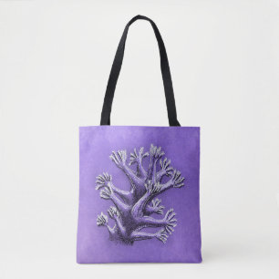 Coral Reef Purple Marine Biology Art Tote Bag