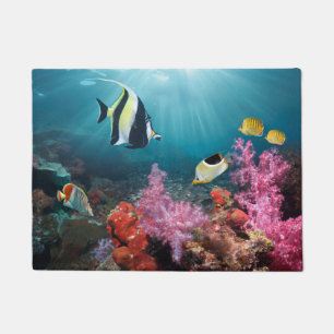 Coral Reef Scenery Moorish Idol Doormat
