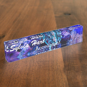 Coral reef sea anenome blue purple ocean nameplate