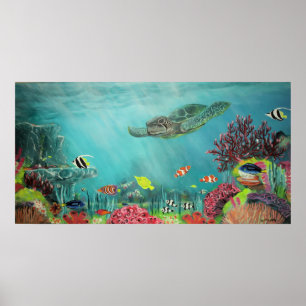 Coral Reef Sea Turtle Print