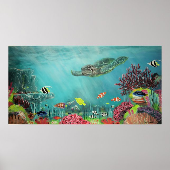 Coral Reef Sea Turtle Print (Front)