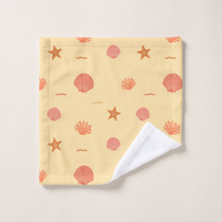 Coral Reef Seashell and Starfish Seamless Pattern  Bath Towel Set