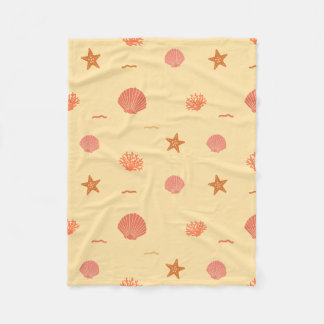 Coral Reef Seashell and Starfish Seamless Pattern  Fleece Blanket