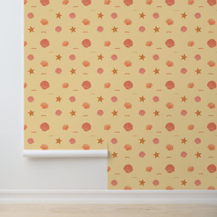 Coral Reef Seashell and Starfish Seamless Pattern Wallpaper