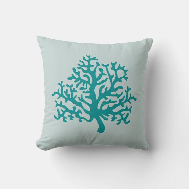 Coral Reef Turquoise - Coastal Living Throw Pillow (Front)