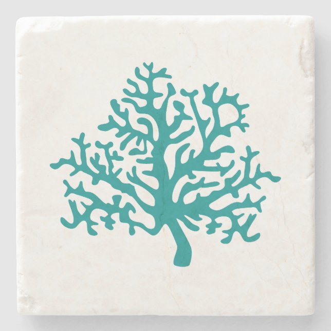 Coral Reef Turquoise Marble Stone Coaster (Front)