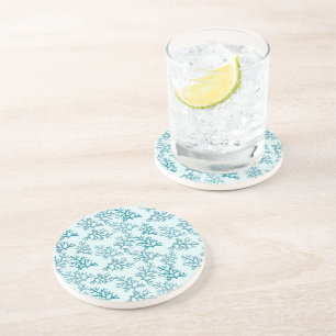 Coral Reef turquoise patterns customise backround  Coaster