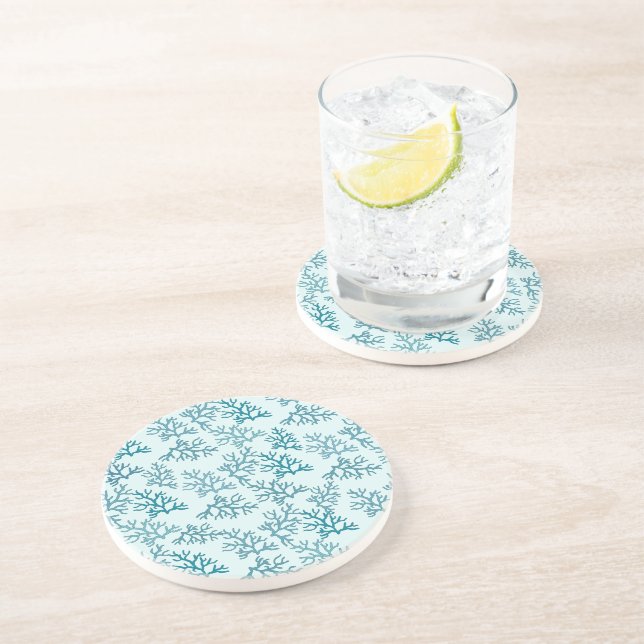 Coral Reef turquoise patterns customise backround  Coaster (Side)