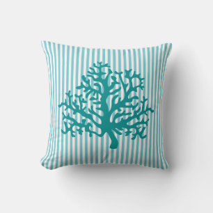 Coral Reef Turquoise Throw Pillow