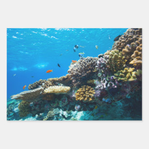 Coral reef underwater wrapping paper sheet