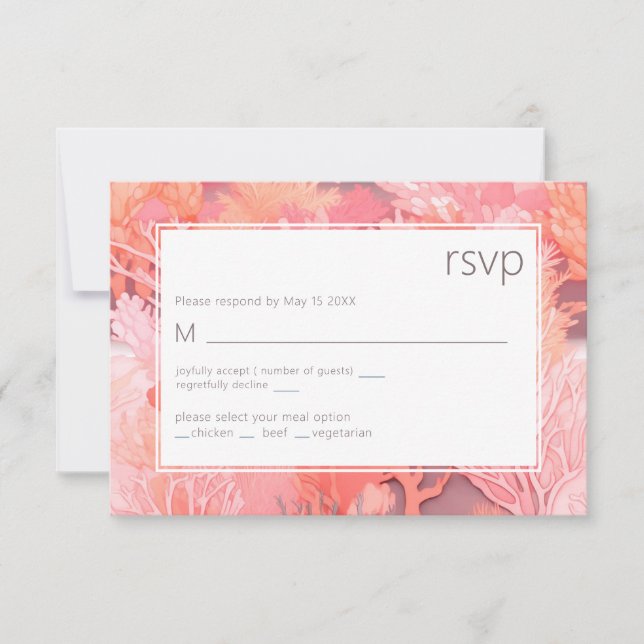 Coral Reef Vibrant Blush pink RSVP (Front)