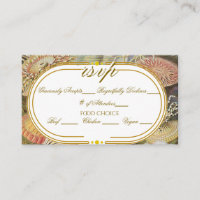 Coral Reef Vintage Gold Tone Wedding RSVP
