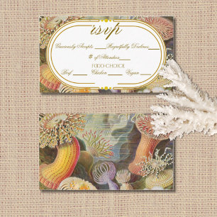 Coral Reef Vintage Gold Tone Wedding RSVP Enclosure Card