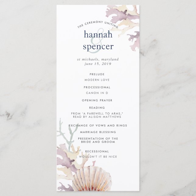 Coral Reef Wedding Program (Front)