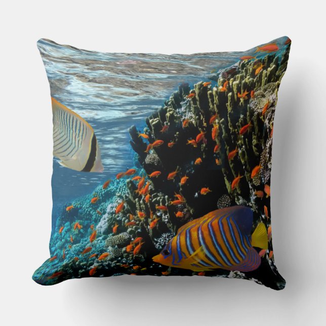Coral Reef with Fire Coral and Exotic Fishes     Cushion (Front)