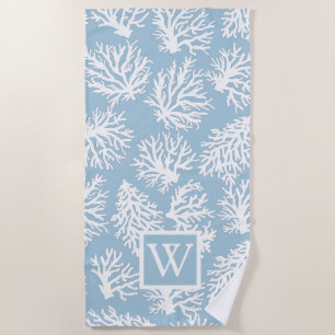 Coral Reefs Summer Coastal Beach Monogram Beach Towel