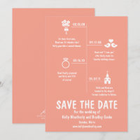 Coral Relationship Timeline Wedding Save the Date