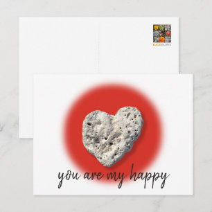 Coral Rock Heart You Are My Happy Script Modern Postcard