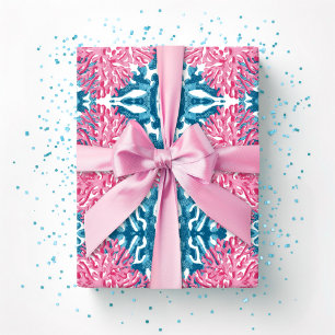 Coral Rococo in Pink and Aqua Wrapping Paper