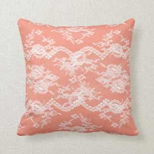 Coral Romantic Lace Cushion