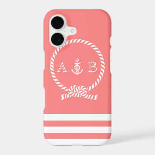 Coral Rope and Anchor Monogram