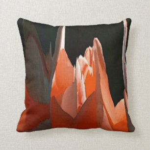 Coral Rose Abstract Cushion