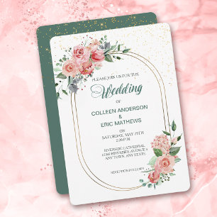 Coral Rose Double Frame Wedding Invitation