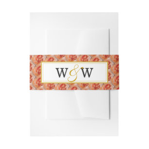CORAL ROSE Elegant Floral WEDDING Christian Invitation Belly Band