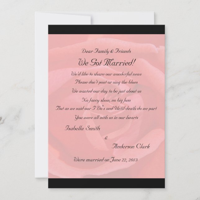 Coral Rose Elopement 2 Announcement (Front)