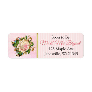 Coral Rose Floral Return Label Return Address Label