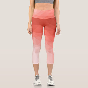 Coral rose geometric mesh ombre pattern capri leggings