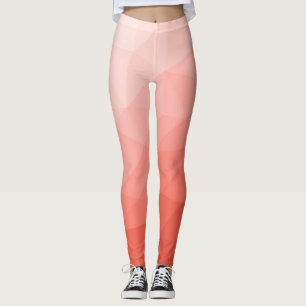 Coral rose geometric mesh ombre pattern leggings