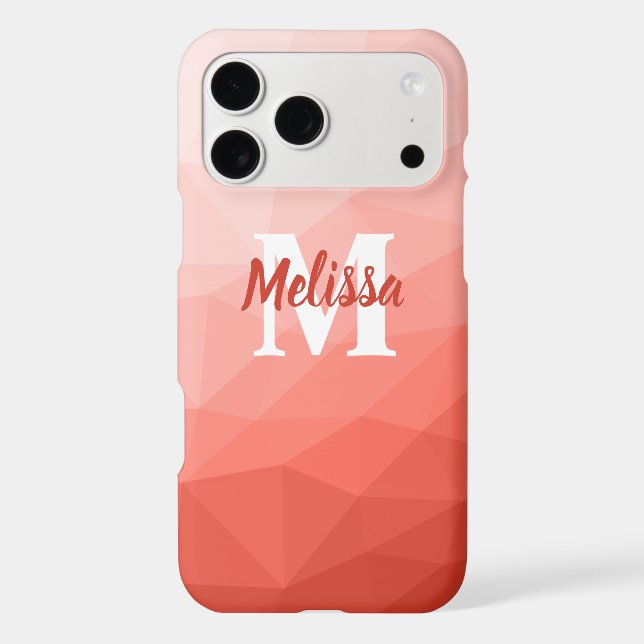 Coral rose geometric mesh ombre pattern Monogram (Back)