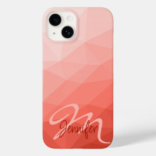 Coral rose geometric mesh ombre pattern Monogram Case-Mate iPhone 14 Case