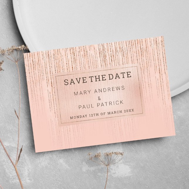 Coral rose gold gradient glitter Save The Date (Coral rose gold gradient glitter Save The Date)