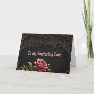 Coral Rose in a Grey Frame Birthday Card