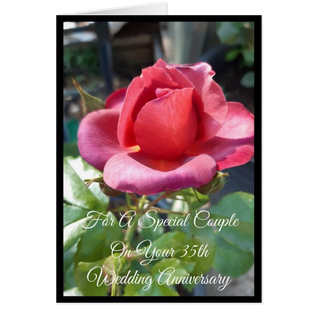 Coral Rose Personalised 35th Wedding Anniversary (Front)