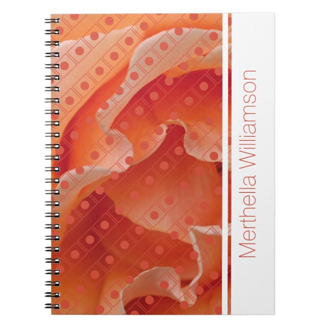 Coral Rose Polka Dot Custom Notebook Journal (Front)