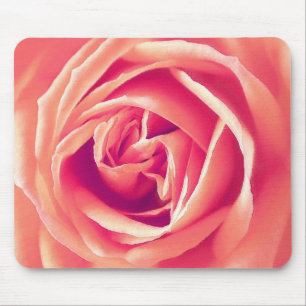 Coral rose print mouse pad